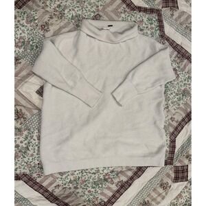 Free People Ottoman Slouchy Tunic in Ecru, Oversized Mock Neck, Ribbed